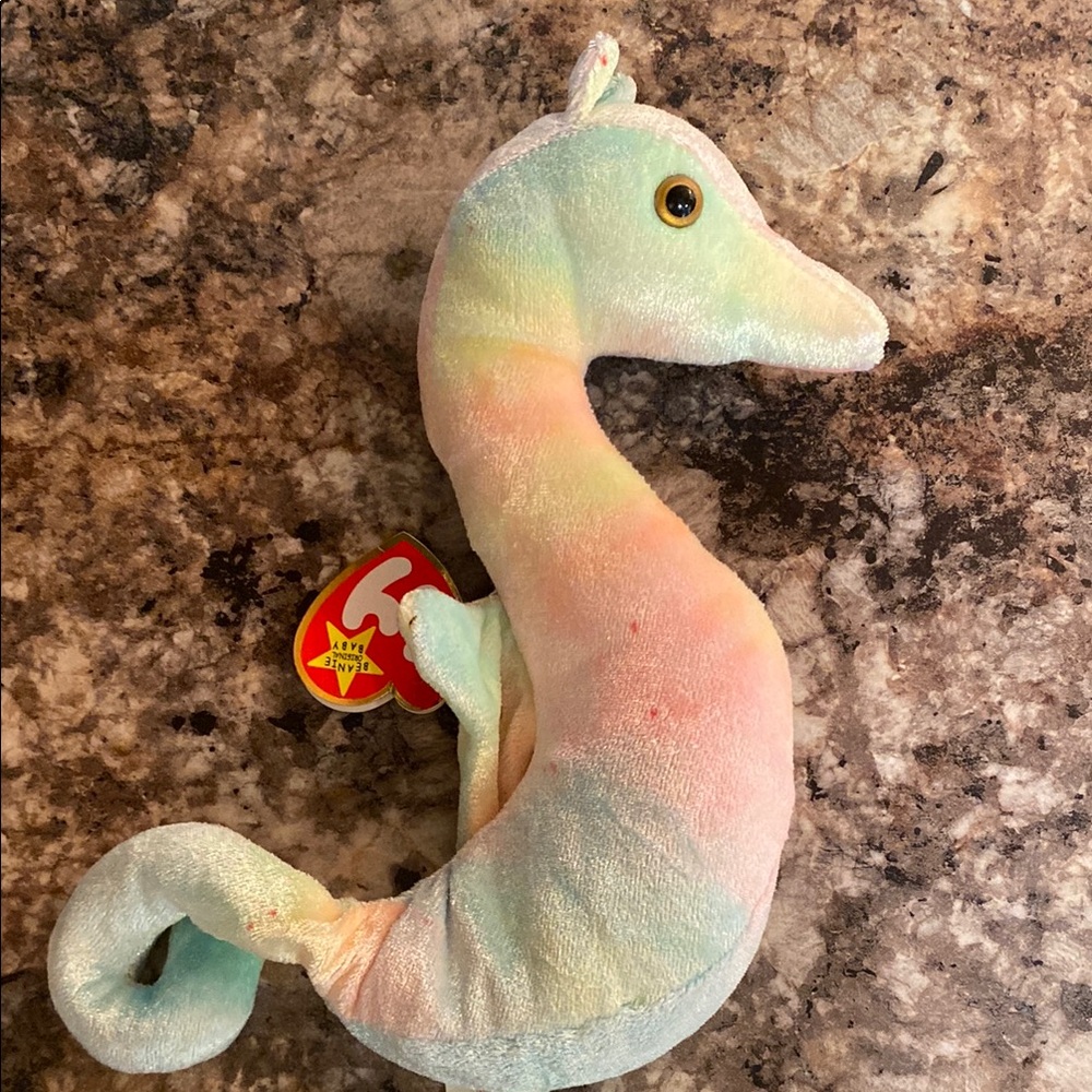 Ty Seahorse Stuffed Animal - Neon